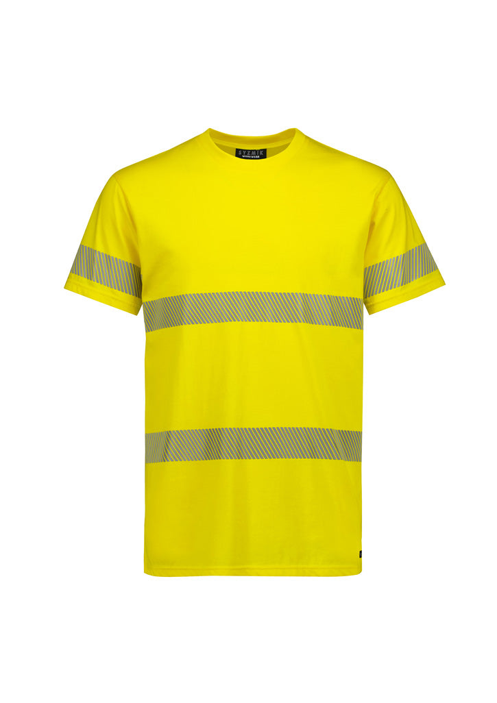Mens Hi Vis Segmented Tape Cotton Tee - Yellow