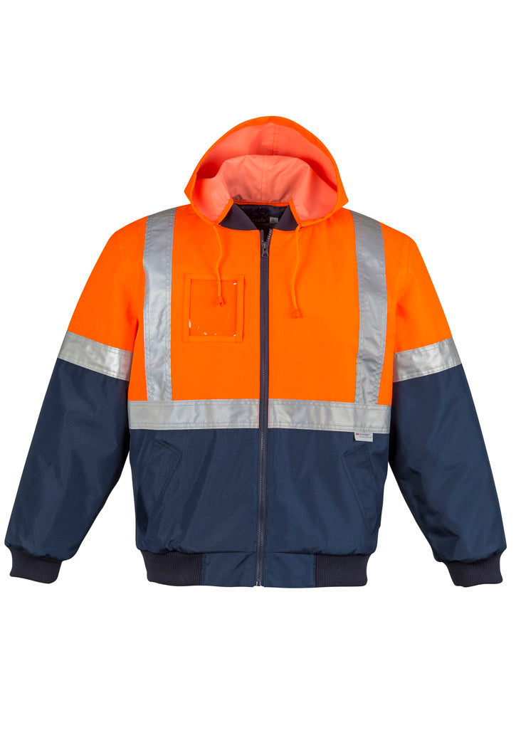 Mens Hi Vis Quilted Flying Jacket - Orange/Navy