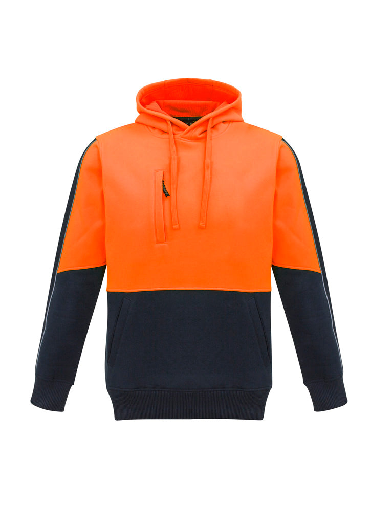 Unisex Hi Vis Pullover Hoodie - Orange/Navy
