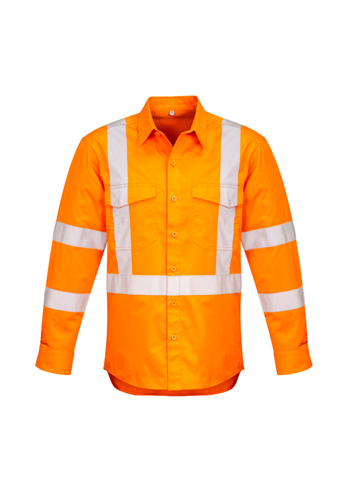 Mens Hi Vis X Back NSW Rail Taped Shirt